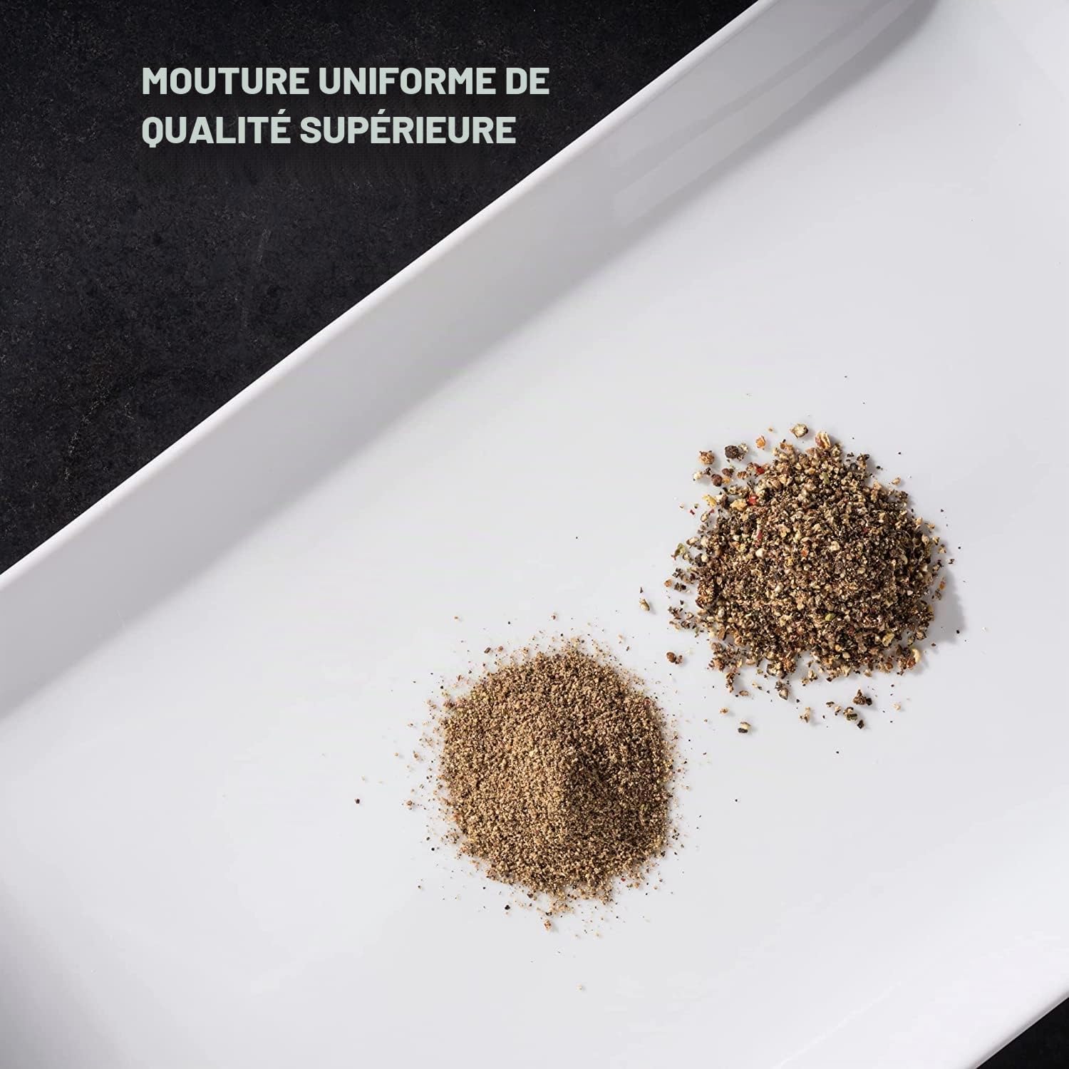 HexClad HexMill Moulin à poivre de qualité professionnelle très résistant, rechargeable, en aluminium noir mat, dix réglages de mouture grossière réglables