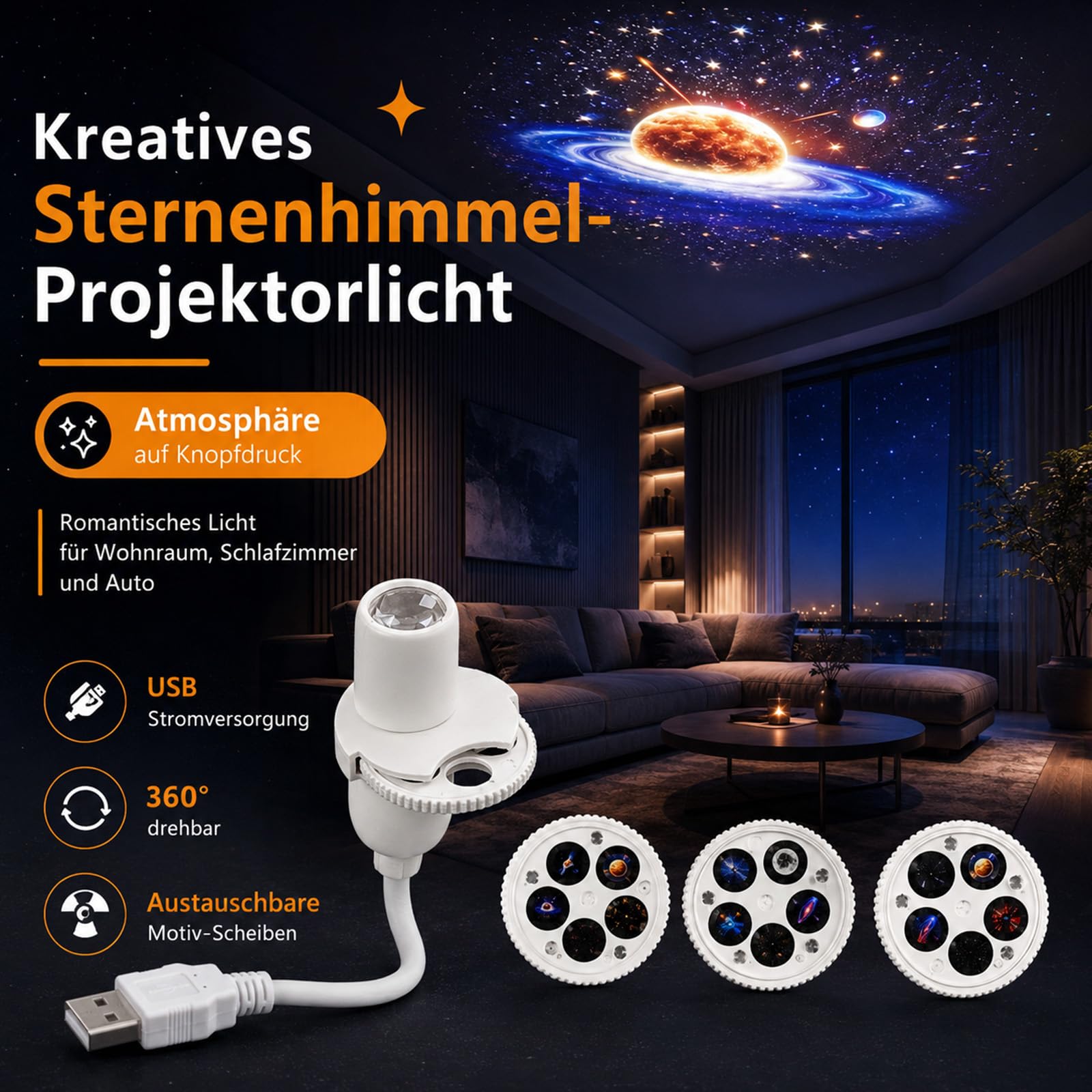 Dream Projector – Beruhigendes Sternenlicht für Kinder, Nachtlicht | Sanftes Licht für entspanntes Einschlafen, kinderfreundliches Design, ideal für das Kinderzimmer.
