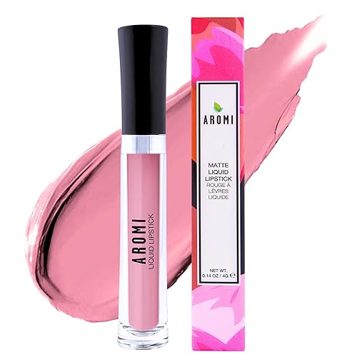 Miniatura 20 de Aromi Lápiz labial líquido mate Color de labio lila para mujeres, de larga duración, tono brillante rosado púrpura, vegano (Rosa Perivinca)
