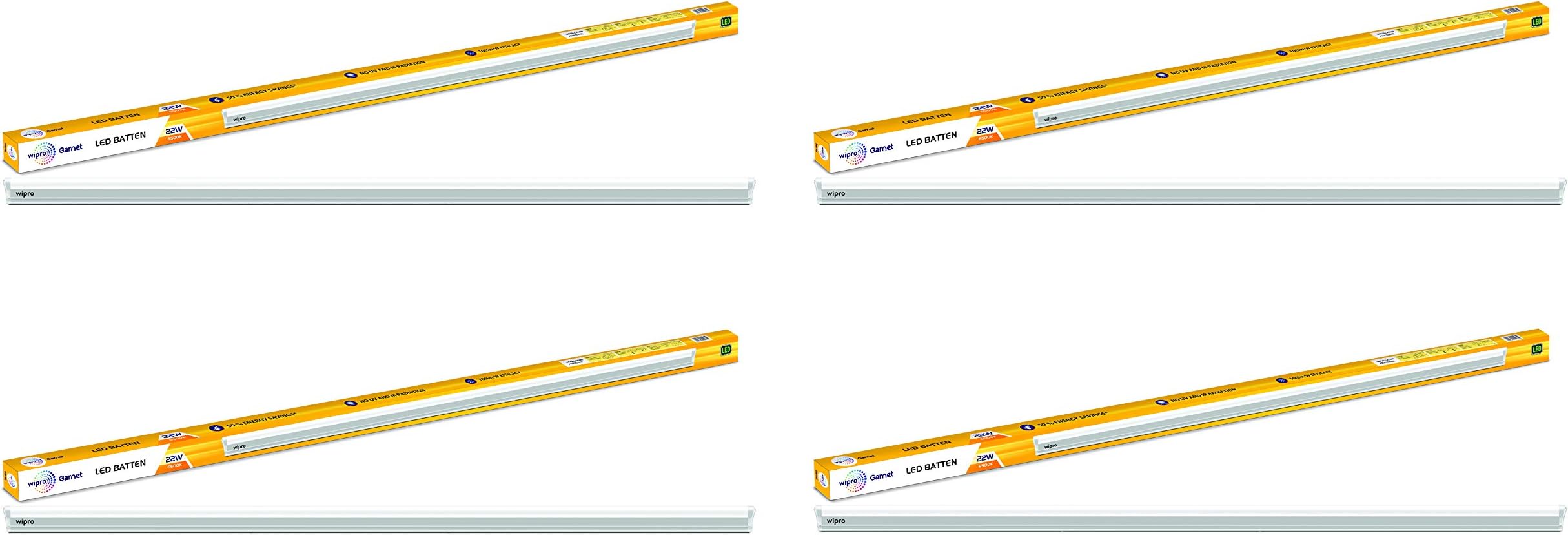 Wipro 22-Watt Mushroom LED Batten (Pack of 4, White)
