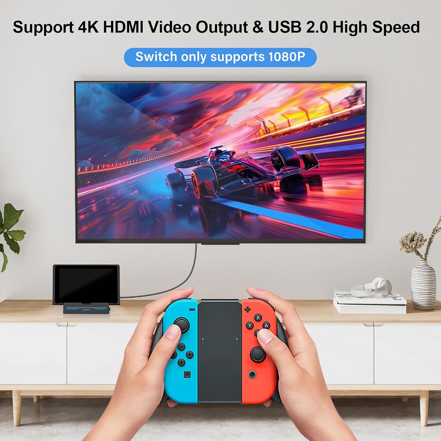 Switch TV Dock Compatible for Nintendo Switch/Switch OLED, Portable Switch Docking Station for TV with 4K HDMI/Type-C Port/USB 3.0 Port, Charging Replacement Stand for Official Switches - Image 7