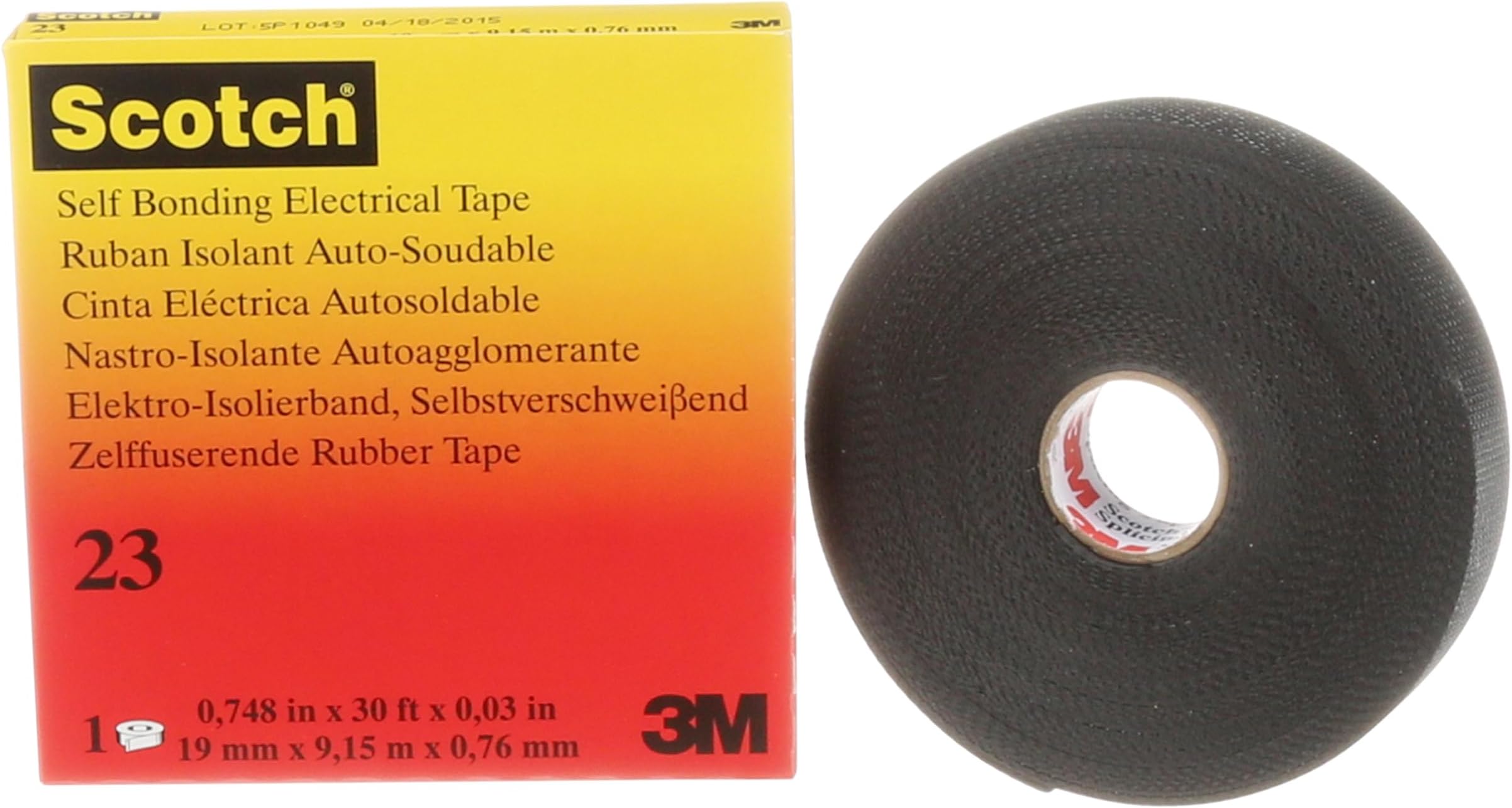 Scotch Rubber Splicing Tape 23, 3/4 in x 30 ft, Black, Professional Premium Grade, Self-Fusing (EPR based) Rubber Electrical Insulating Tape, Highly Conformable, MRO, Electrical Construction,1 Roll