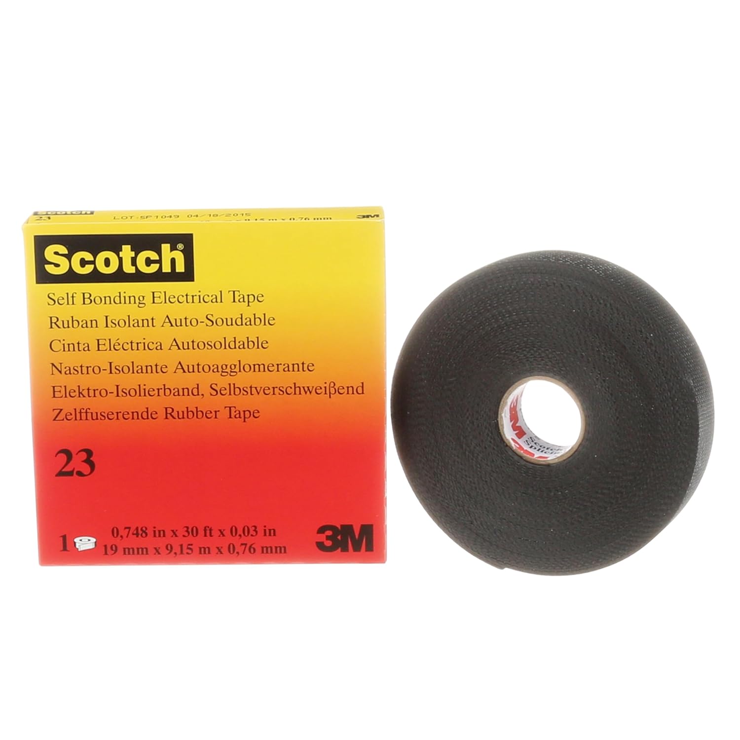 3M Scotch Rubber Splicing Tape 23, 1 in x 30 ft, Black, Professional Premium Grade, Self-Fusing (EPR based) Rubber Electrical Insulating Tape, Highly Conformable, MRO, Electrical Construction, 1 Roll