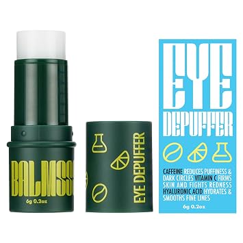 Eye Depuffer Stick - Cooling Under Eye Cream for Dark Circles Puffy Eyes & Eyebags, Anti Aging Roller Under Eye Balm w Caffeine Vitamin C & Hyaluronic Acid, Beauty Balm for Men & Women - 30 Day Supply