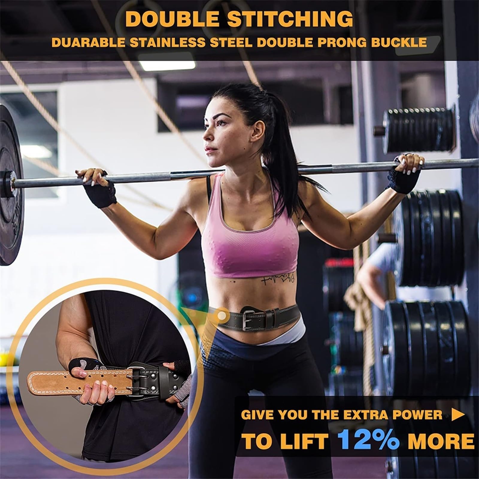 Cintura Sollevamento Pesi Cintura for sollevamento pesi in pelle | Cintura da palestra regolabile in pelle, fascia larga, unisex, for sollevamento pesi e supporto for la schiena