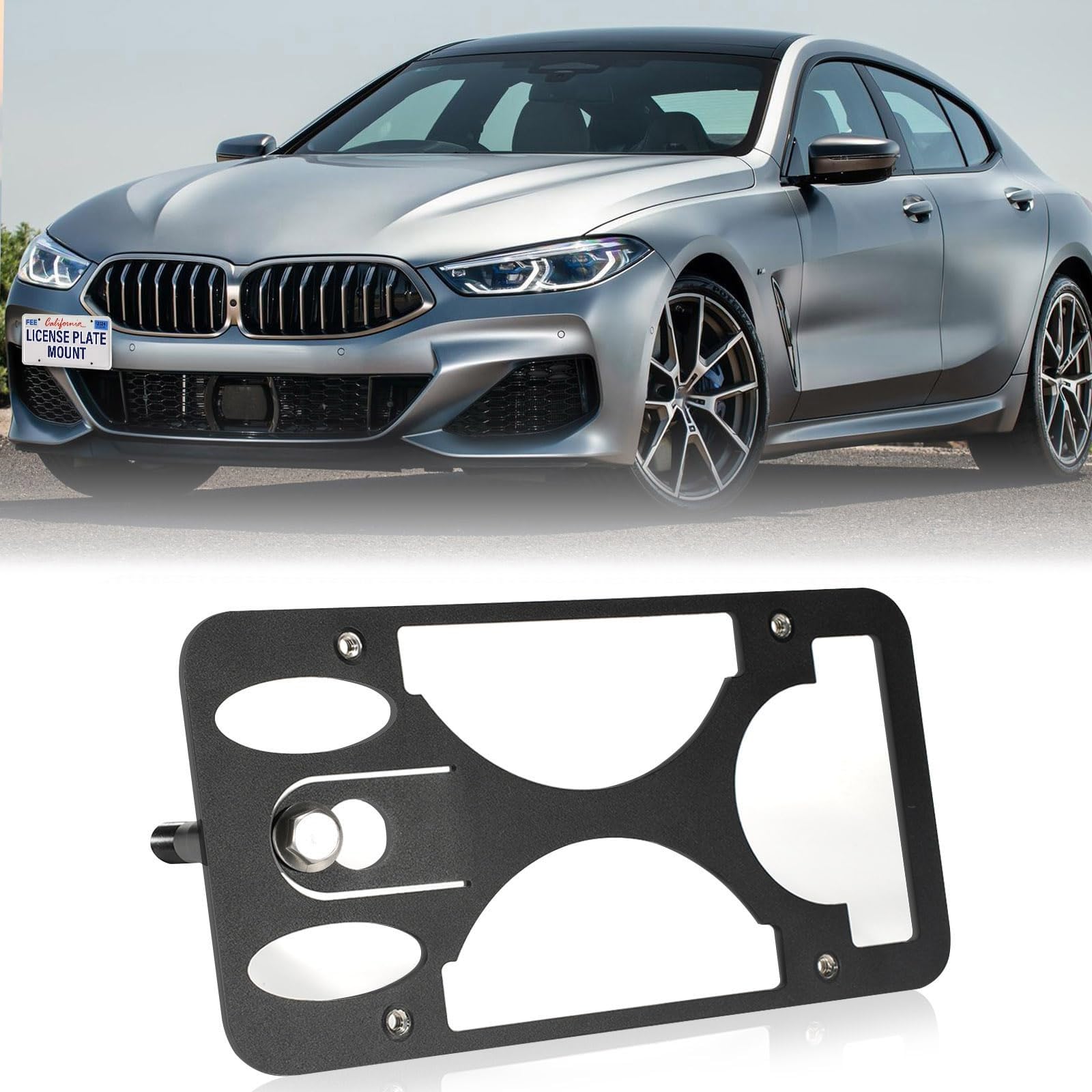Front Bumper License Plate Mount Compatible with BMW 8-Series 2019-2026 [G14/G15/G16], No Drill Front License Plate Frames Tow Hook License Plate