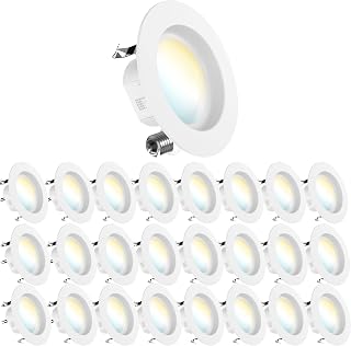 Sunco 24 Pack 5CCT LED Recessed 4 Inch, 3000K/4000K/5000K/6000K/6500K Selectable, Dimmable Can Lights, Smooth Trim, 11W=60W, 660LM, Damp Rated, Retrofit Installation - UL Certified