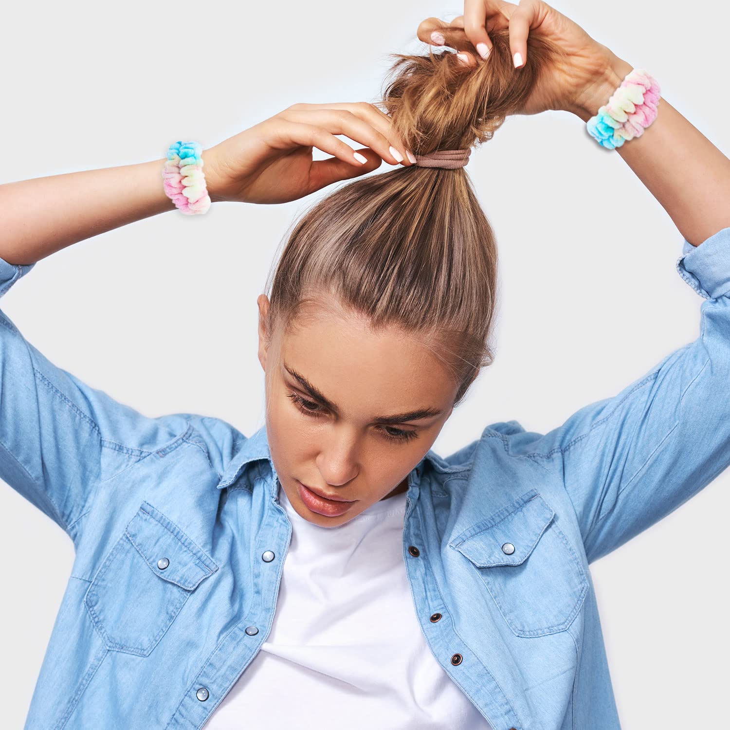 Set 7 Pezzi Per Lavaggio Viso - Polsini Assorbenti E Clip Anatroccolo, Rosa - Foto 10