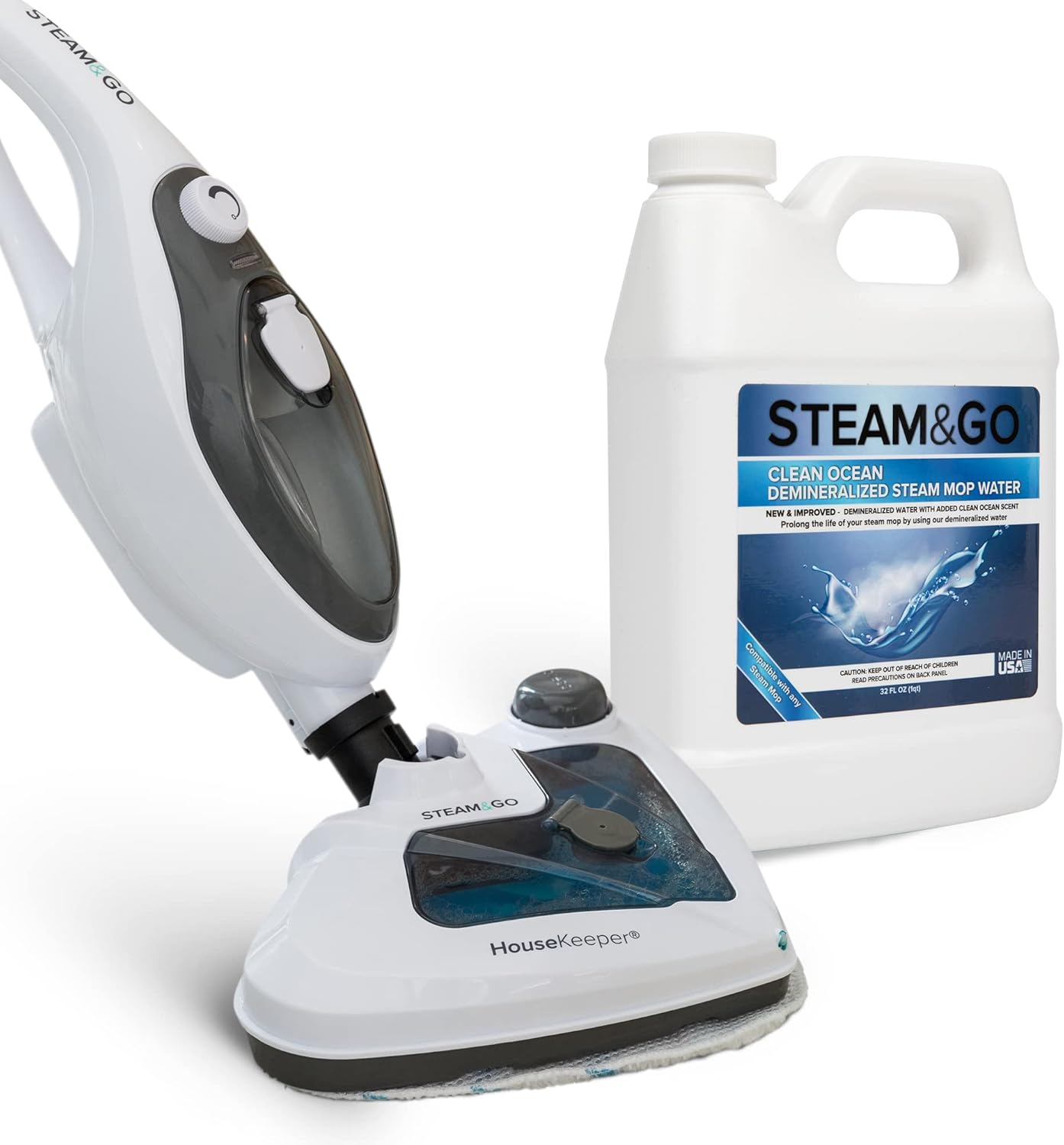 Steam & Go The Housekeeper Steam Cleaner For Floors & Demineralized Water Bundle