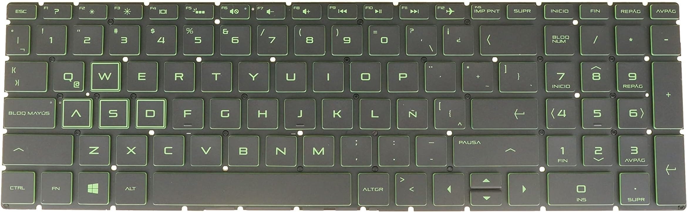Latin Spanish Keyboard for HP 15-ec0061la 15-ec0063la 15-ec1000 15-ec1021la 15-ec1022la 15-ec1024la 15-ec1025la 15-ec1026la Green Backlight