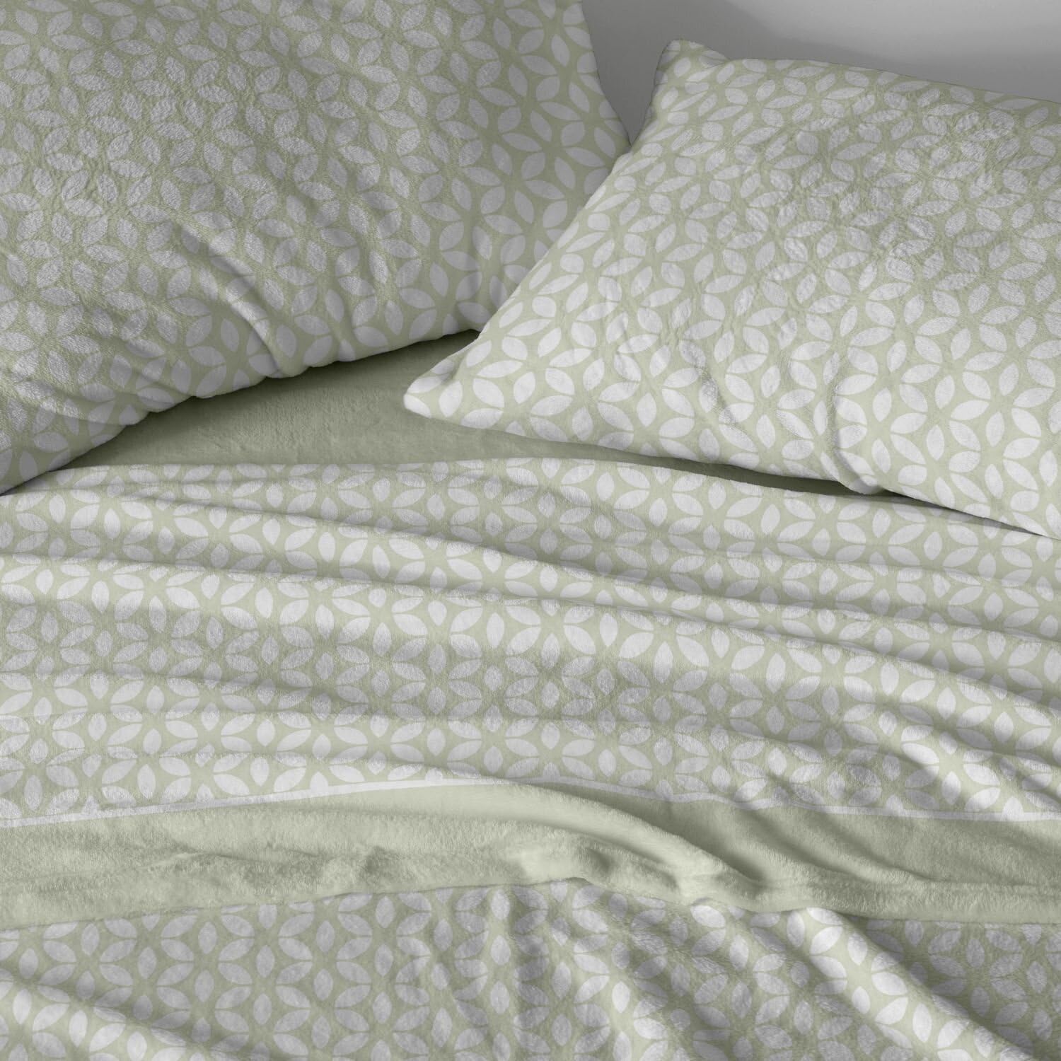 Burrito Blanco | Sábanas de Coralina | Cama de 150cm. (+Medidas Disponibles) | Diseño 988 | Color Oliva (150x190/200cm.)
