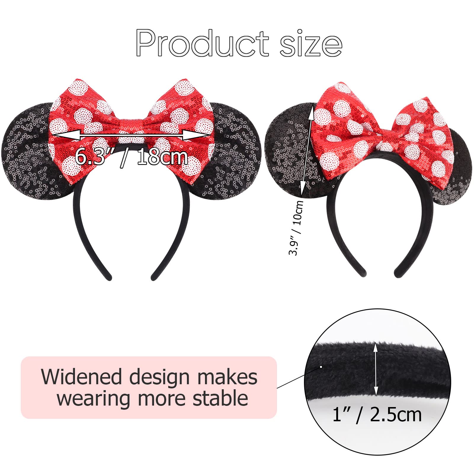 DRESHOW 2 Pakiet Uszy Myszy Łuk Głowę Opaski Błyszczący Impreza Dekoracja Cosplay Kostium dla Kobiet