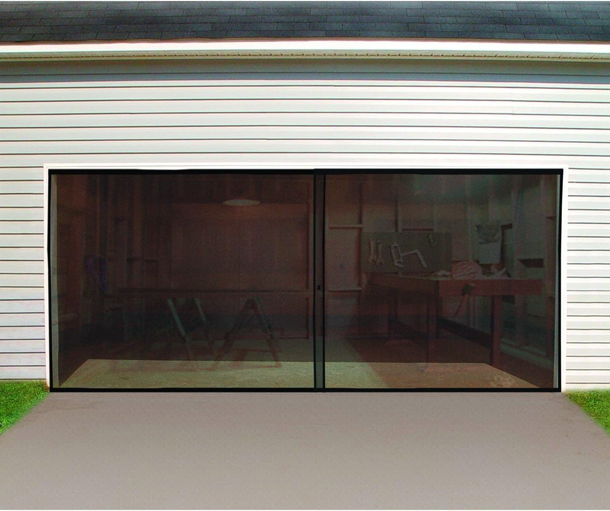 Double Garage Door Screen, Heavy Duty, White, 16 ft x 7 ft