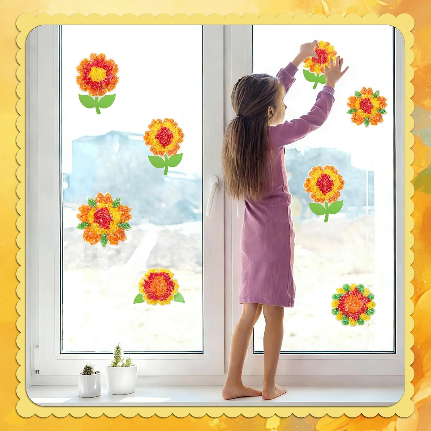 Fennoral 24 Pack Sunflower Craft Kit for Kids Make You Own Sunflower Poke in Art and Crafts DIY for Boys Girls Classroom Activities Spring Summer Birthday Party Decoration