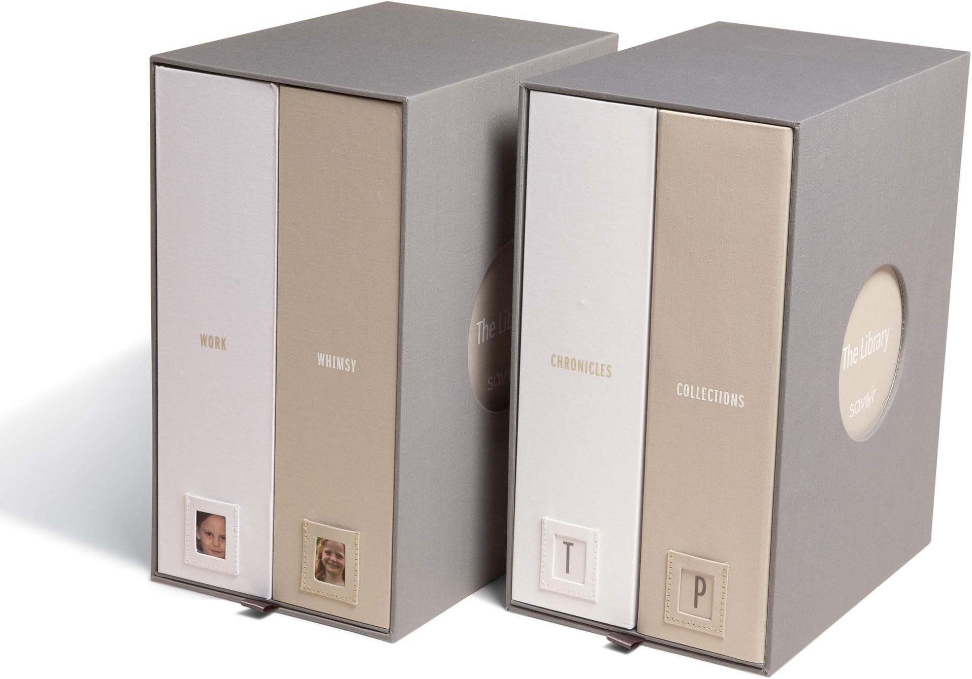 Savor | Baby + School Years Keepsake Boxes | Slate Gray - Set of 2 Custom-dyed with Cloth Covering + Acid-Free for Durability w/Full Organization System+Includes labels for customizing