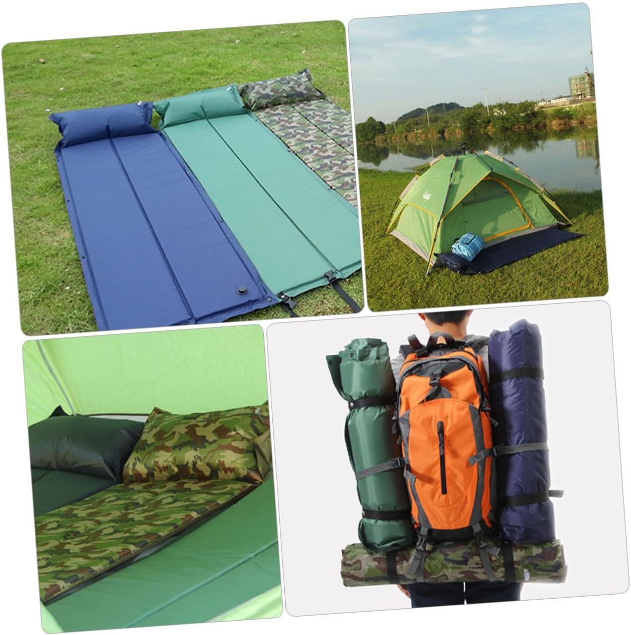 Healifty Wear Resistant Inflatable Camping Pad with Ergonomic Design and Heat Insulation for Travel Backpacking Hiking and Outdoor Sleep Comfort