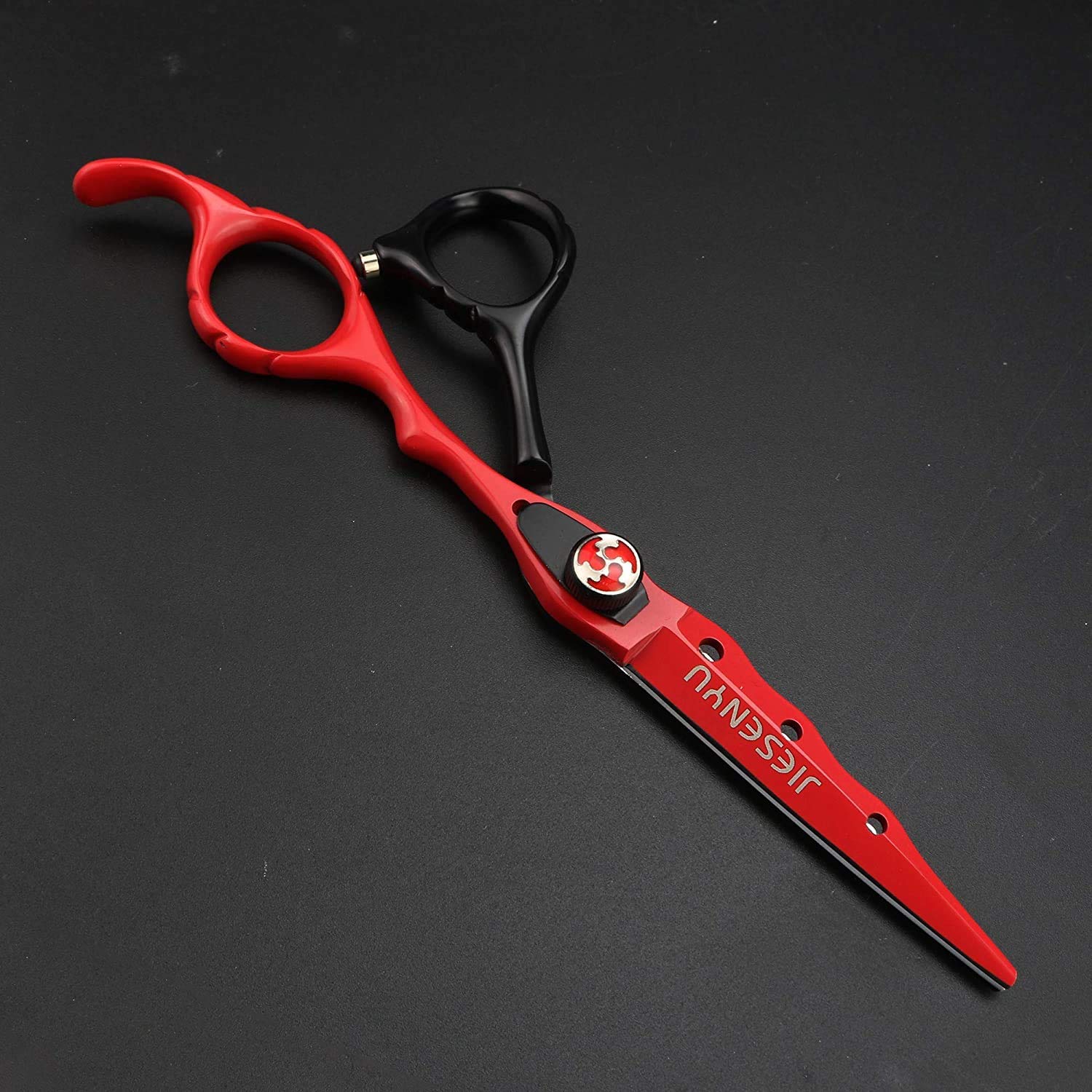 JIESENYU Forbici da 6 pollici per capelli rossi neri Giappone 440C forbici da taglio e sfoltire e astuccio per pettine