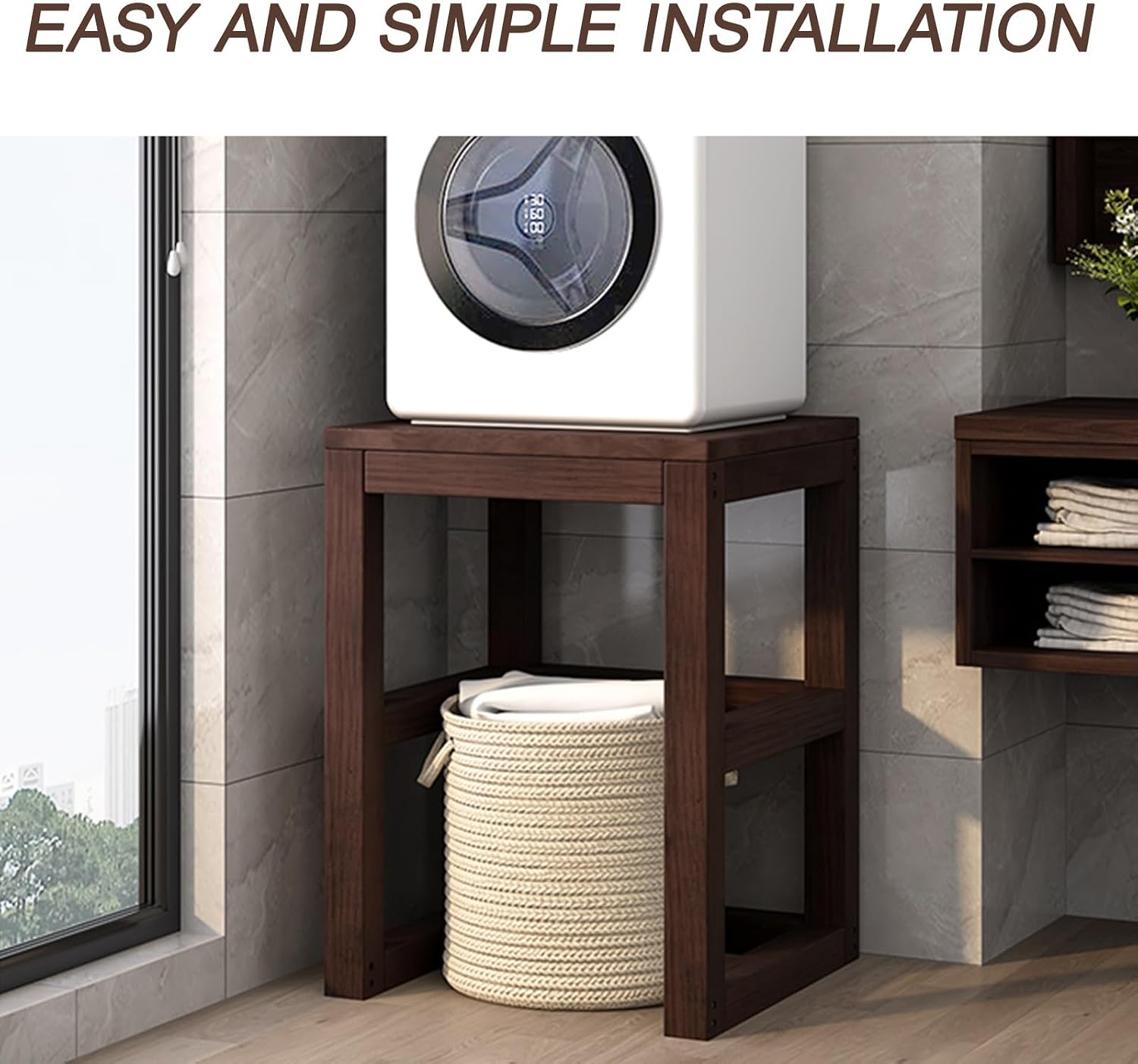 HARELA Wood Organizer Stand for Sweeping Robot Vacuum, Modern Robot Vacuum Cabinet, Sweeping Cleaner Rack for Living Room, Dining Room,Kitchen, Home Office(50 * 40 * 70cm/19.7 * 15.7 * 27.5in)