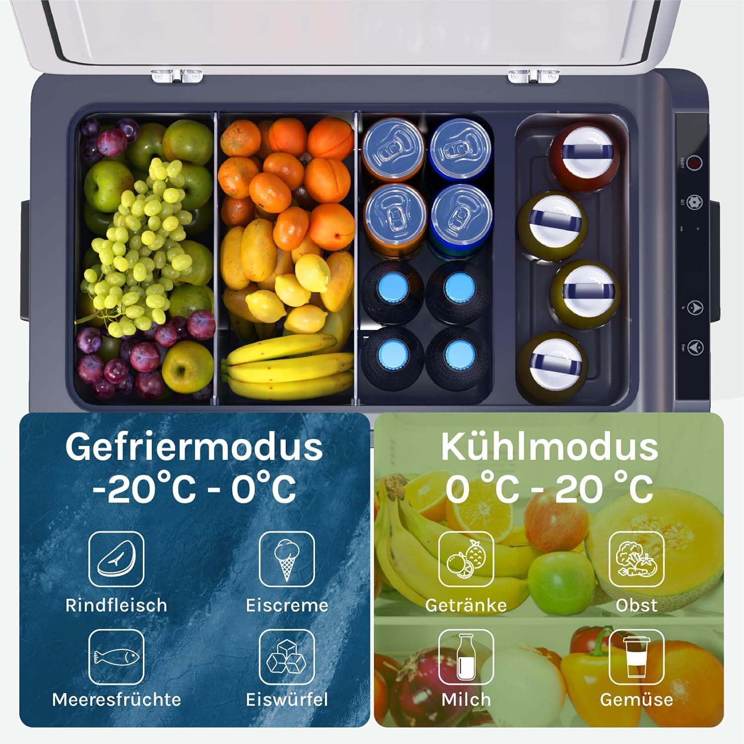 WOLTU 30L Kompressor Kühlbox Elektrisch 12v 230v, Dual Zone Auto Kühlbox, Mini Kühlschrank Gefrierbox für Lkw, Strand, Picknick, Summer Saver