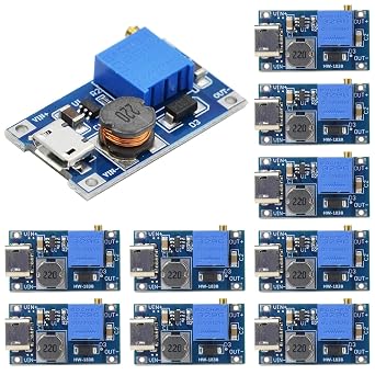 Boost Power Supply Module Step-Down Board Module Boost Step-Up Voltage Type Conversion Module 10 pieces MT3608 MicroUSB Input Capable Input Voltage 2V-24V Output Voltage 5V-28V Output Current 2A