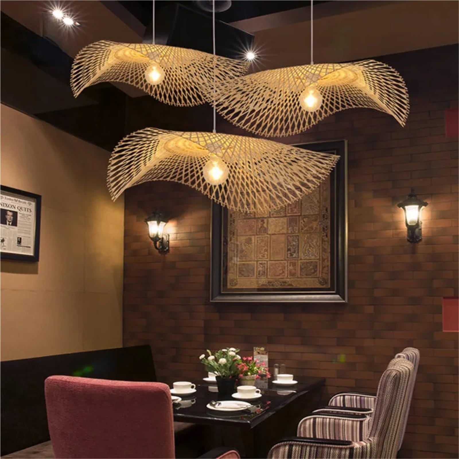 Lampenschirm Hängende Licht Lampenschirm Rattan Design Decke Retro Wicker handgemachte Wohndekoration für Zuhause