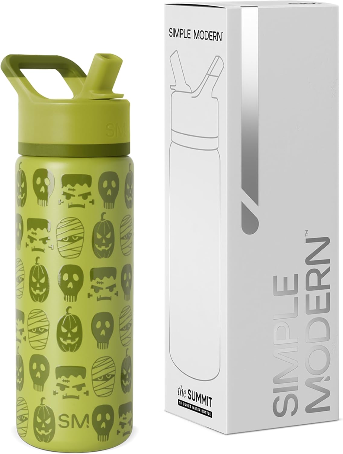Simple Modern Halloween Kids Summit Water Bottle with Straw Lid | 18oz Stainless Steel Cup Insulated Tumbler for Boys, Girls, School | Monster Mash