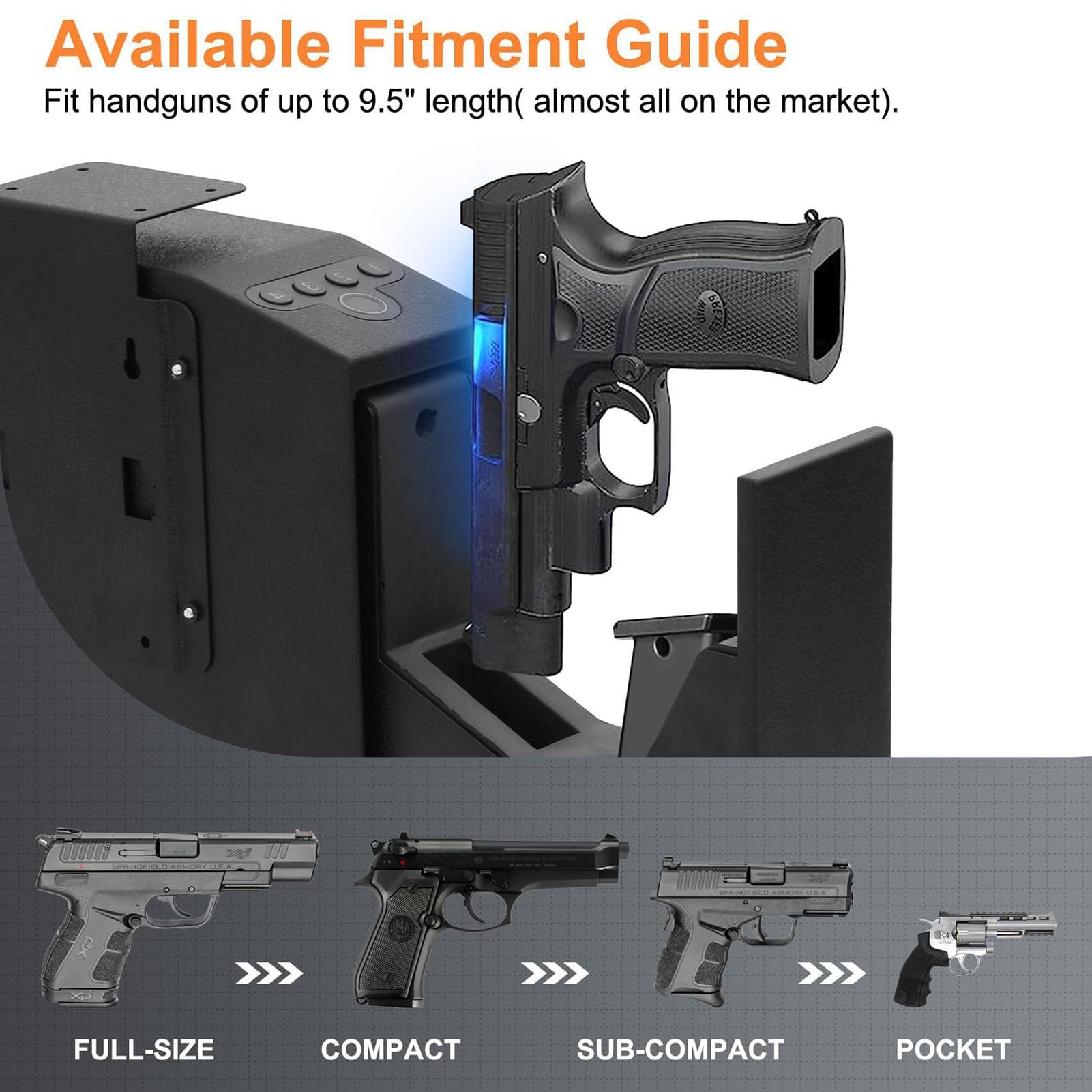 Waffentresore Wandmontierte Pistolentresore, Schnellzugriff Biometrische Waffentresore, Automatische SchiebetüRen, FüR Zuhause(Size:26x30x9cm)