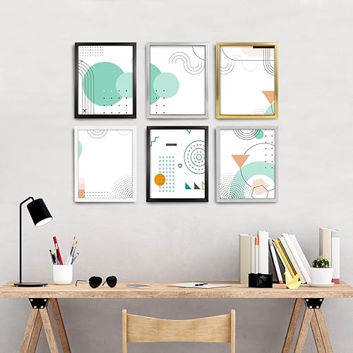 Miniatura 6 de Marcos de fotos de 8 x 10 pulgadas, marcos de fotos plateados para pared o mesa, marco de diseño simple con acabado brillante, perfecto para