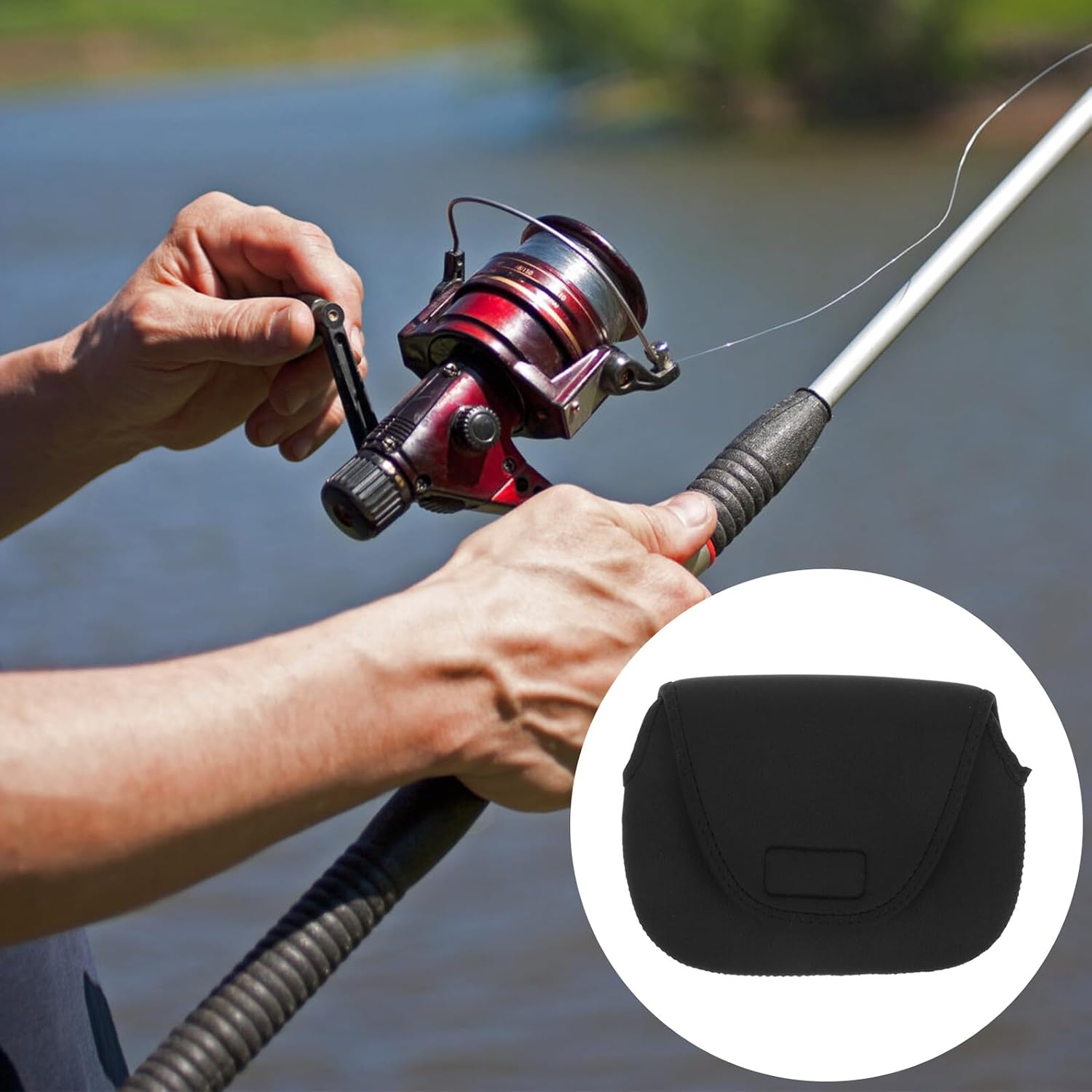 Fishing Reel Case Baitcasting Reel Cover Medium Neoprene Protective Pouch Sleeve for Travel Storage Rod Accessories