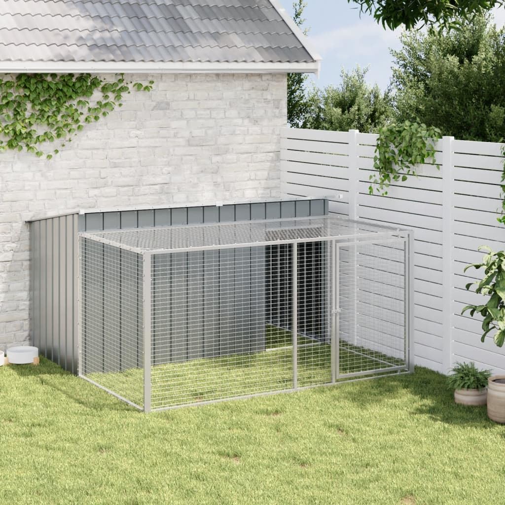 vidaXL Niche pour Chien avec enclos Anthracite 197 x 194 x 110 cm Acier galvanisé