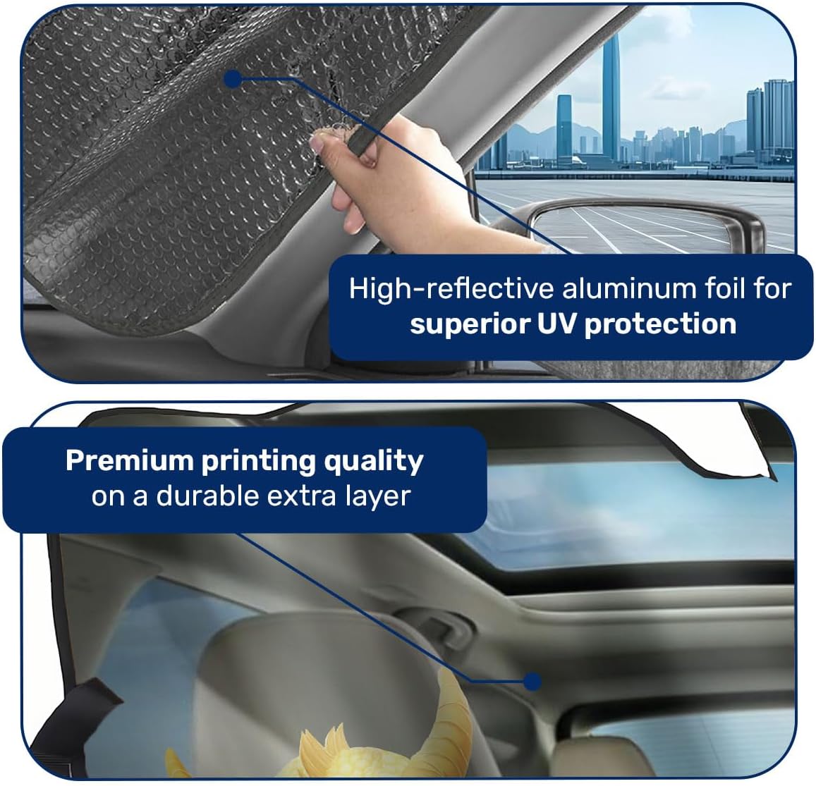 GENANY Dragons Wings Windshield Cover for Car SUV Truck (55x30 Inches), Foldable Heat Shield, Shades for Front Windows, Protector Blocks UV, Car Decor