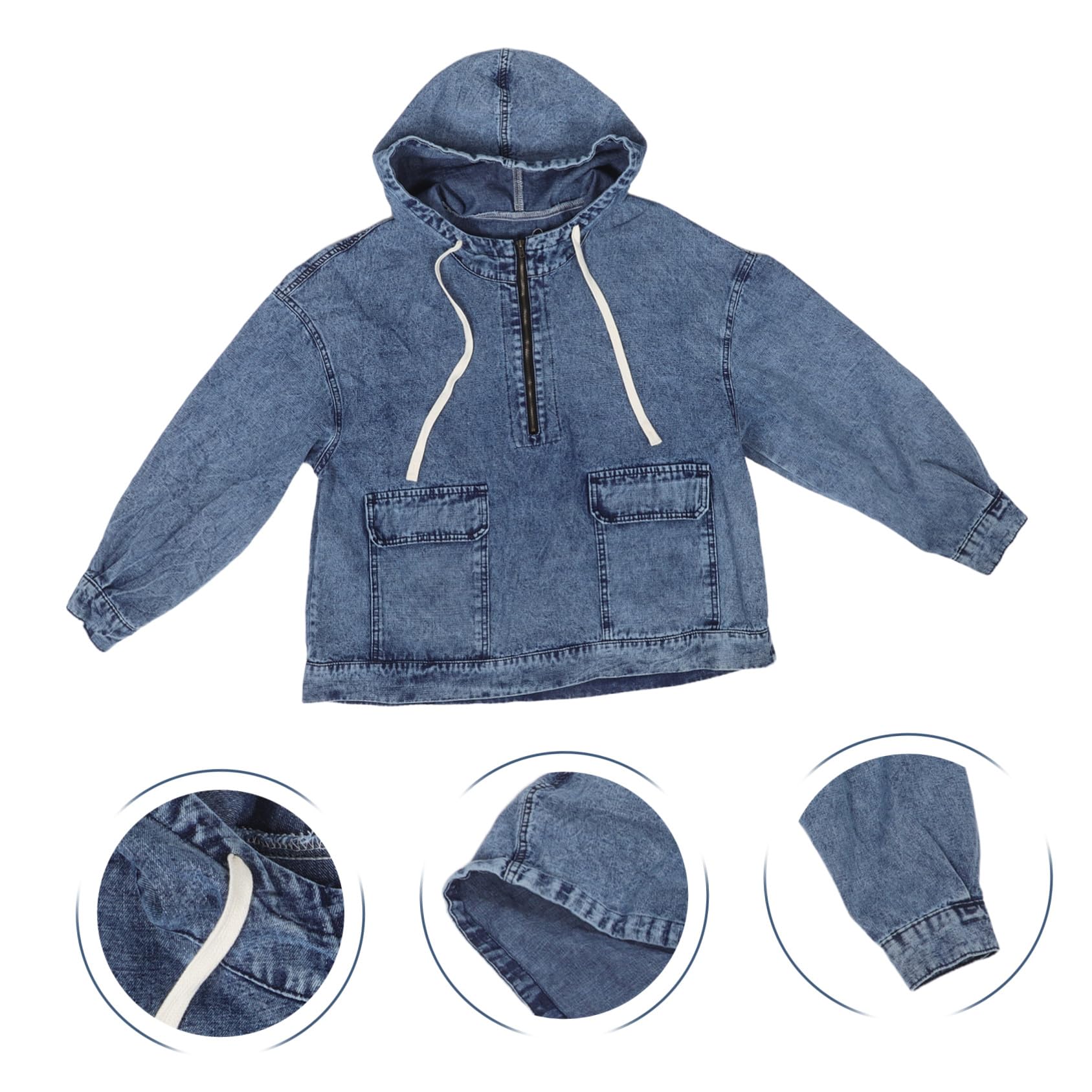 HEMOTON Bluza Dżinsowa Damska Jeansowa z Kapturem Wygodna Jeansowa z Kapturem Typu Oversize Blue