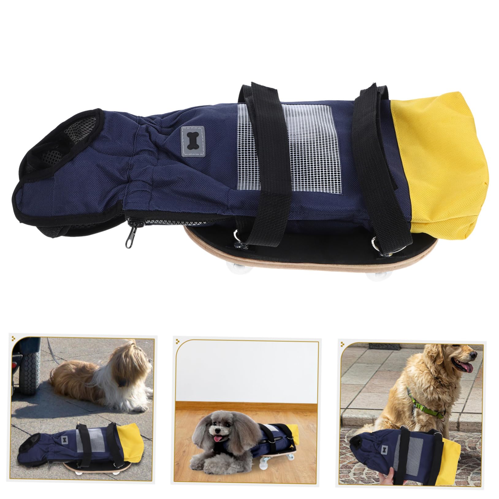 Carrello Ausilio alla Deambulazione per Cani con Ruote S | Regolabile e Facile da Usare, per Uso Interno ed Esterno, in Poliestere e Legno