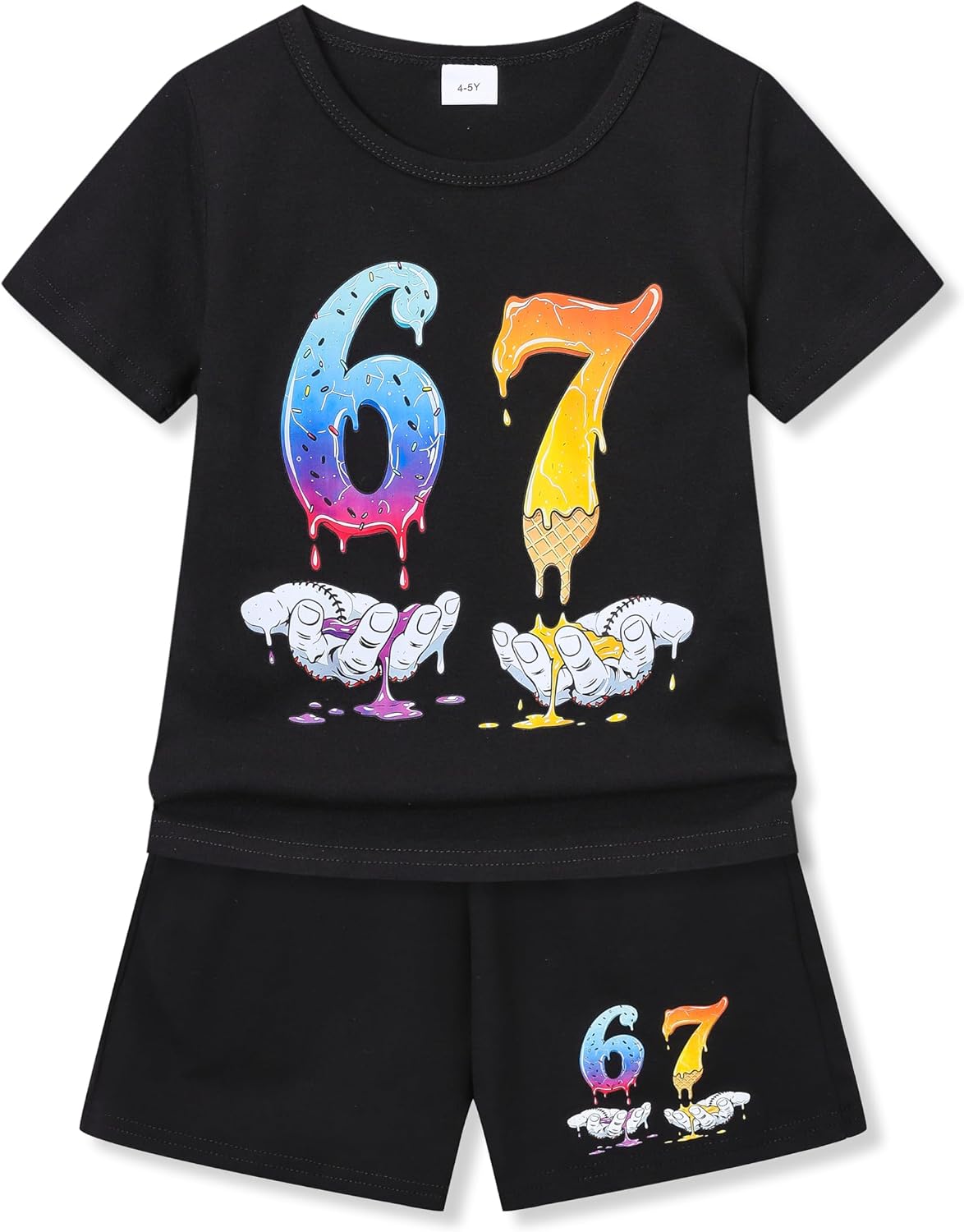 Toddler Boy Clothes Summer Outfit 2 Pieces Set Graphic T-Shirt Top + Shorts Clothing Set, Size 4-8 Years