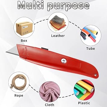 4 Pack Utility Knives with 10 Extra SK5 Blades - Heavy-Duty Retractable Box Cutters for Cardboard, Carpet, Cartons, and Home Improvement Tasks