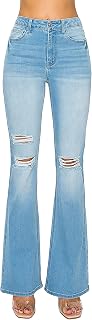 Women's Destructed Flare Jeans in Sustainable Denim