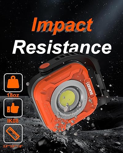 Vista 22 de SUNREI Luces de trabajo magnéticas recargables LED COB, 1100 lúmenes, base magnética y colgante, 7 modos, linterna magnética para lugar de trabajo