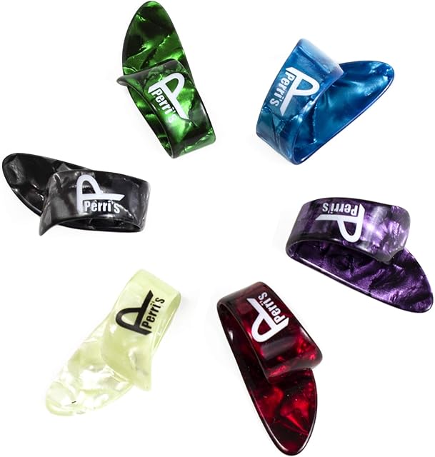 Perris Leathers Ltd. - Guitar Thumb Picks - Celluloid - Assorted colors - Medium 0.71mm - 6 Pack - For Acoustic/Bass/Electric Guitars - Made in Canada (CTP-AST1)