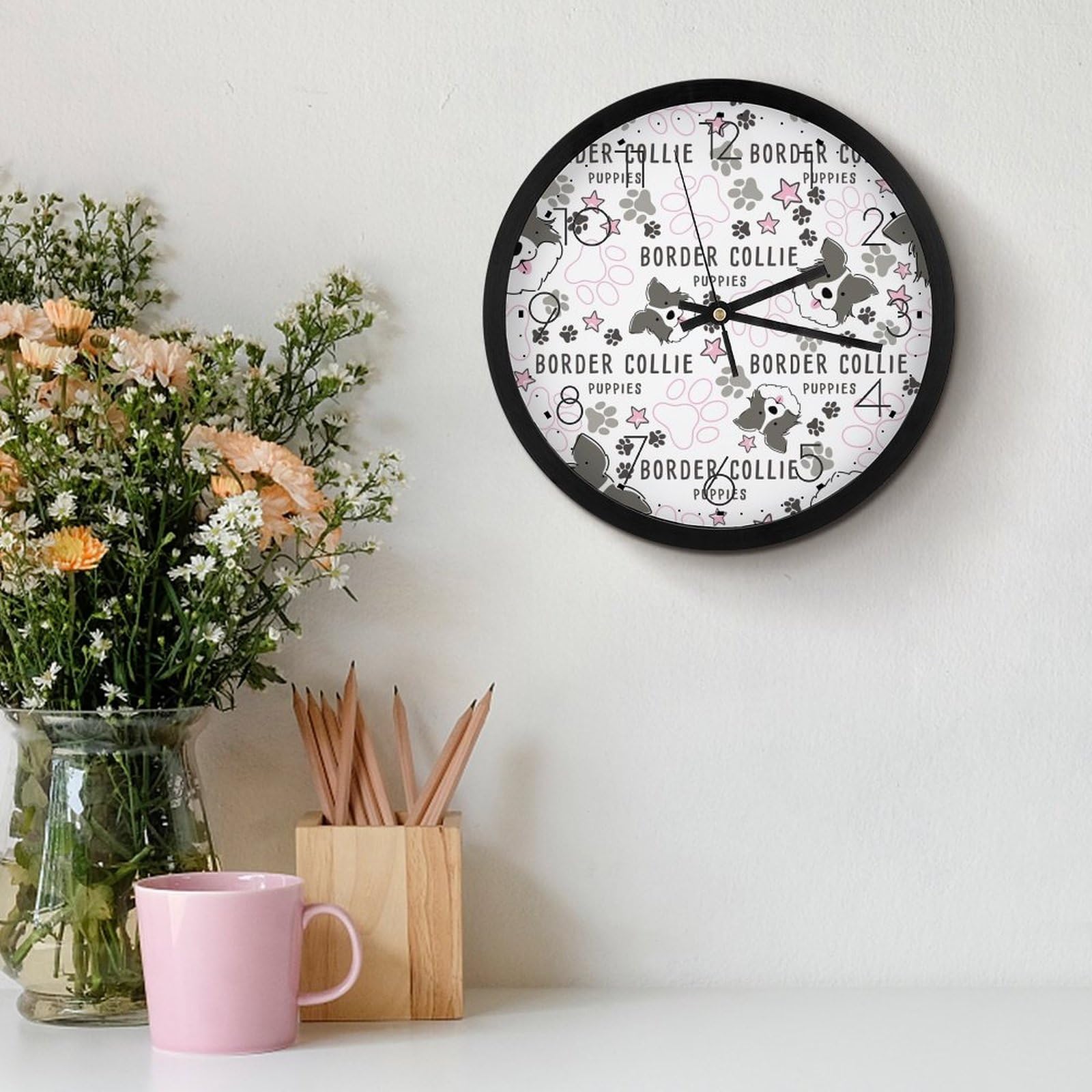 Amazon.co.jp: ボーダーコリー 犬柄 壁掛け時計 かけ時計 置き時計