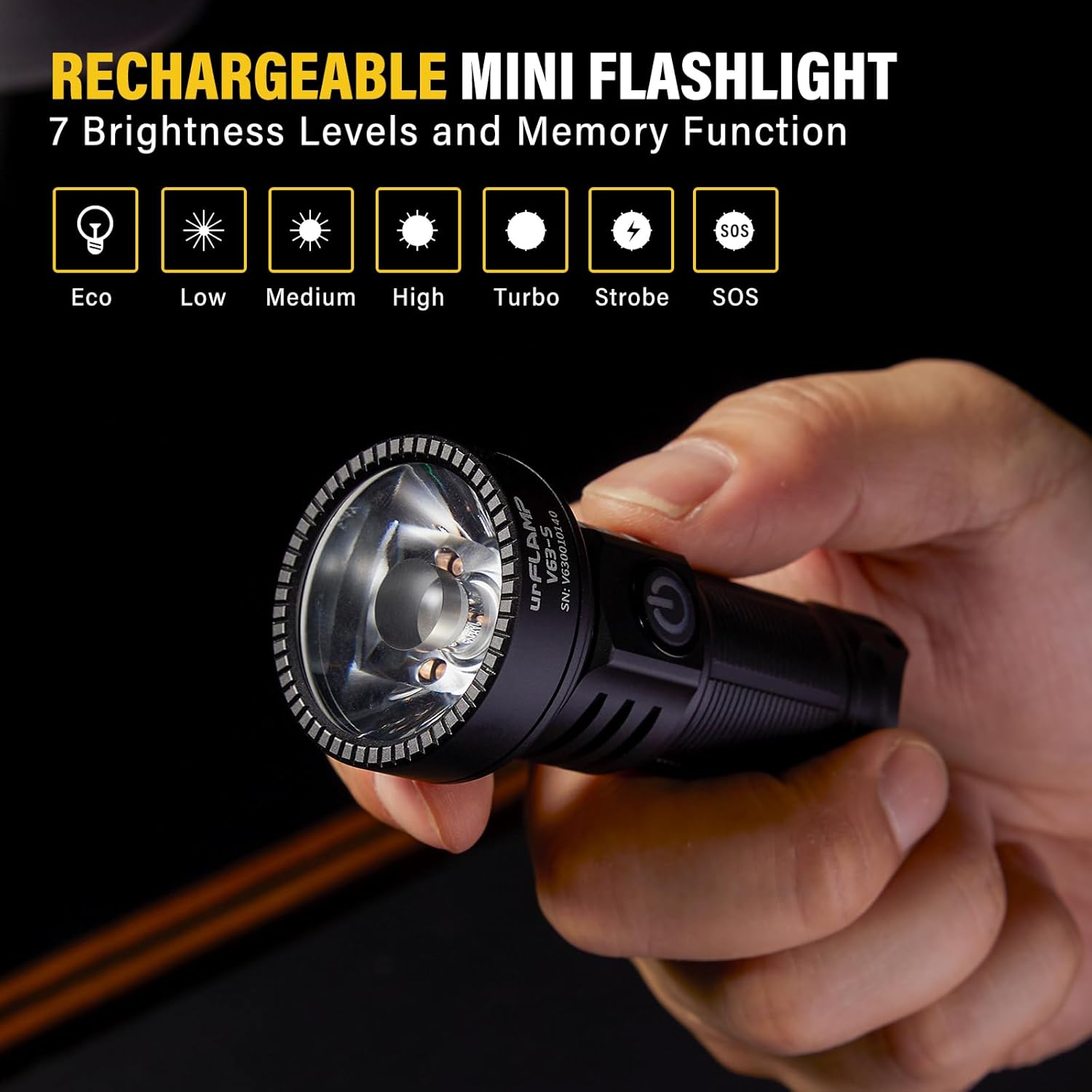 V63-S Long Throw Flashlight, 2000 Lumens Ultra-Bright, Compact & Powerful LED Spotlight, USB C Rechargeable, Pocket Size, 663m Beam Distance