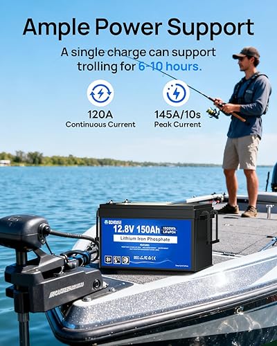 Miniatura 3 de DC HOUSE Batería de litio LiFePO4 de 12 V 150 Ah con indicadores de estado SOC, Bluetooth y corte de baja temperatura, batería de litio de 12 V de