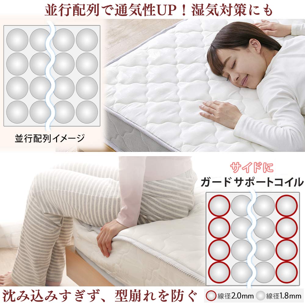 アイリスプラザ マットレス ポケットコイル 厚み17.5cm コイル682個 体圧分散 型崩れしにくい キルティング 通気性 ダブル ホワイト Amazon.co.jp: アイリスプラザ マットレス ポケットコイル 厚み17.5cm