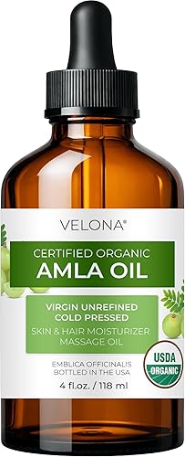 velona Amla Oil USDA Certified Organic - 4 onzas líquidas | Aceite portador 100% puro y natural | Virgen extra, sin refinar, prensado en frío