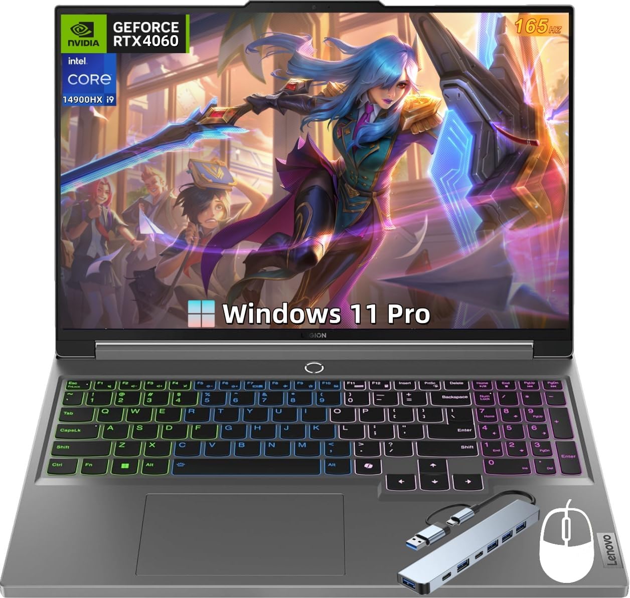 Lenovo Legion 5i Gaming Laptop, 16” WQXGA 165Hz Display, Intel i9-14900HX Processor, GeForce RTX 4060, 32 GB DDR5, 1 TB SSD, Backlit KB, Windows 11 Pro, Office 2024 Lifetime License,w/Accessories