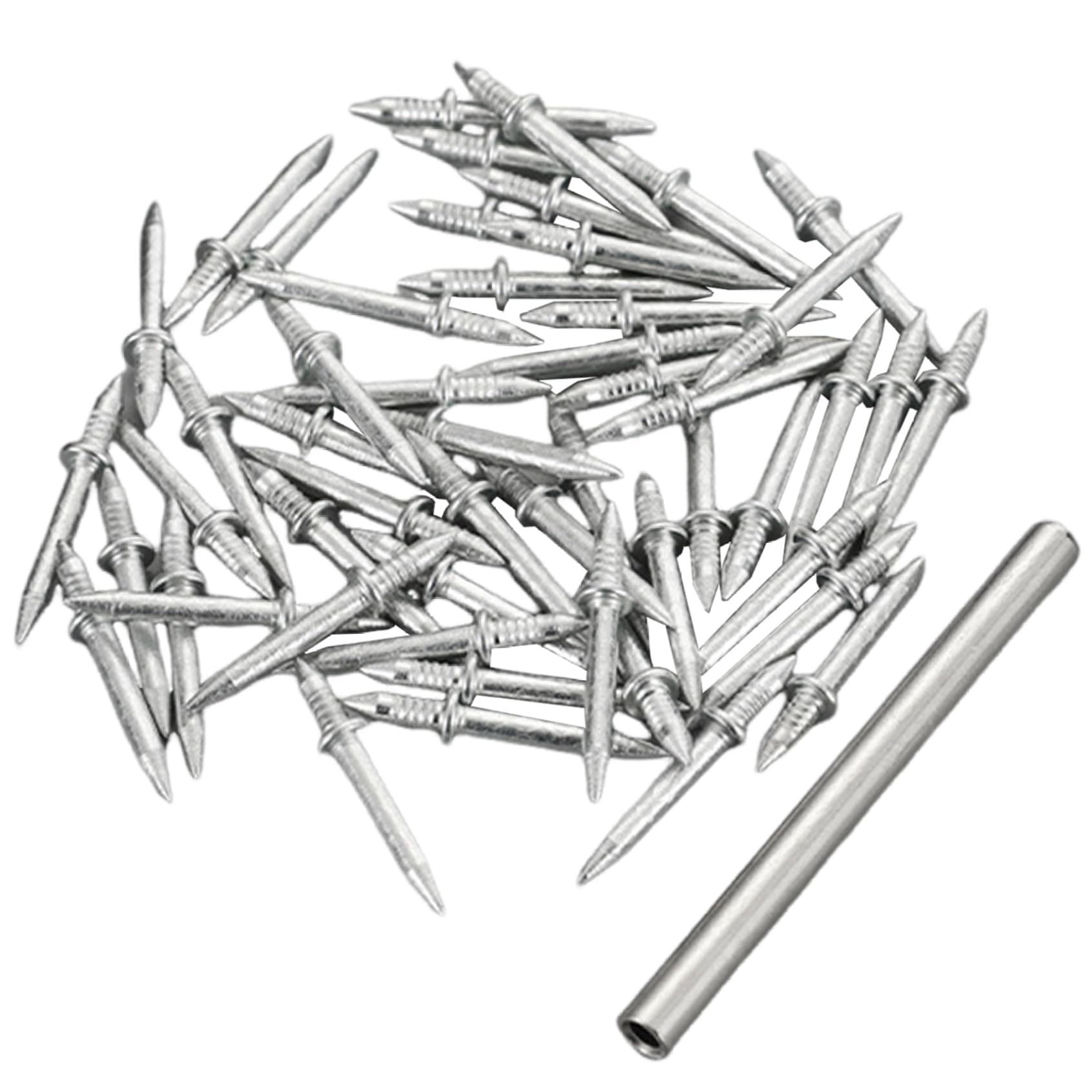 Double Headed Skirting Nails, 50PCS Invisible Seamless Double Headed Nails, Carbon Steel Baseboard Tacks with Specific Sleeve Tool Nail Drill No Mark