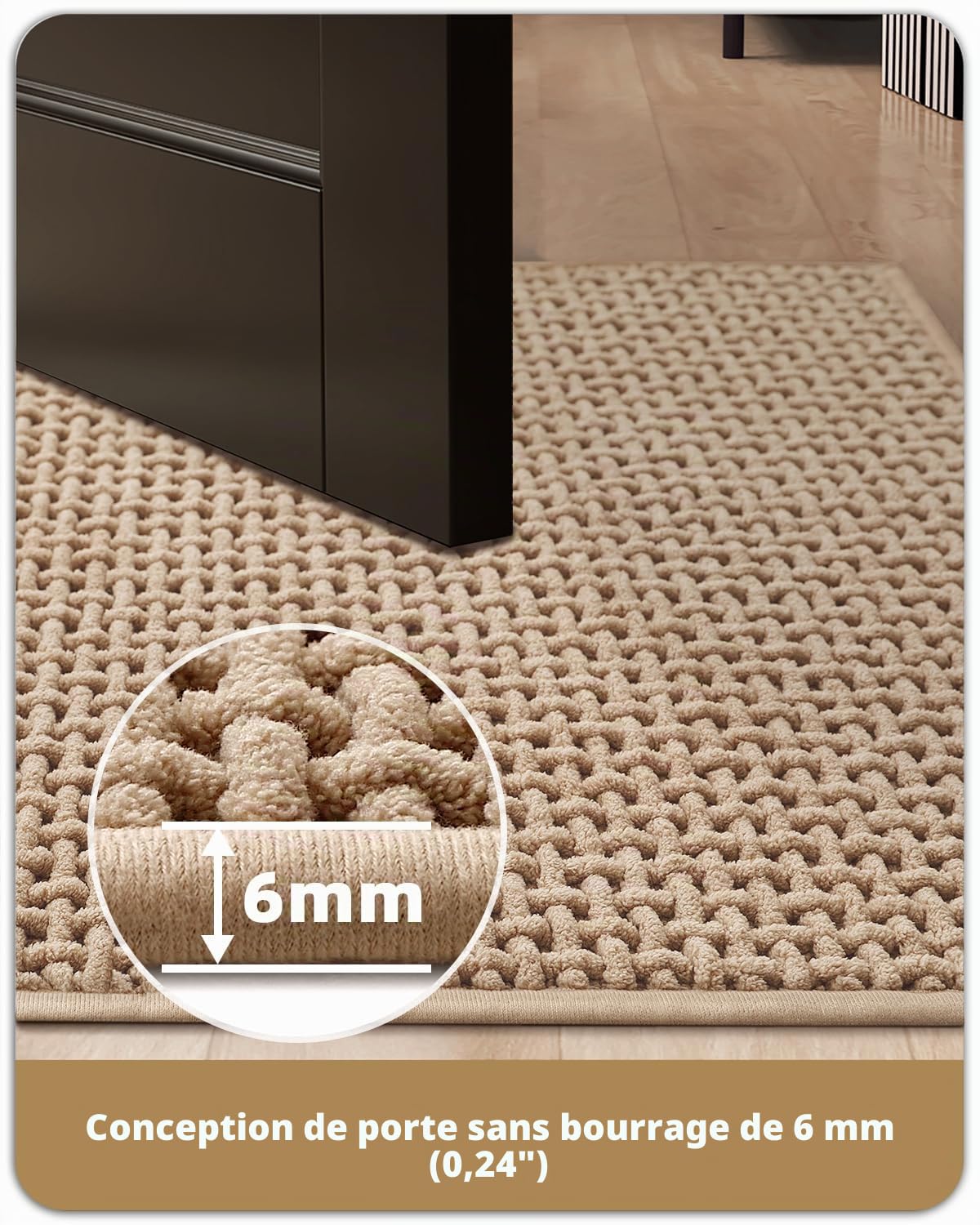 COLOR&GEOMETRY Paillasson Intérieur Entrée 80x120 cm, Tapis d’Entrée Doux Absorbant Antidérapant pour Hall d’Entrée, Couloir, Convient aux Chiens, Beige