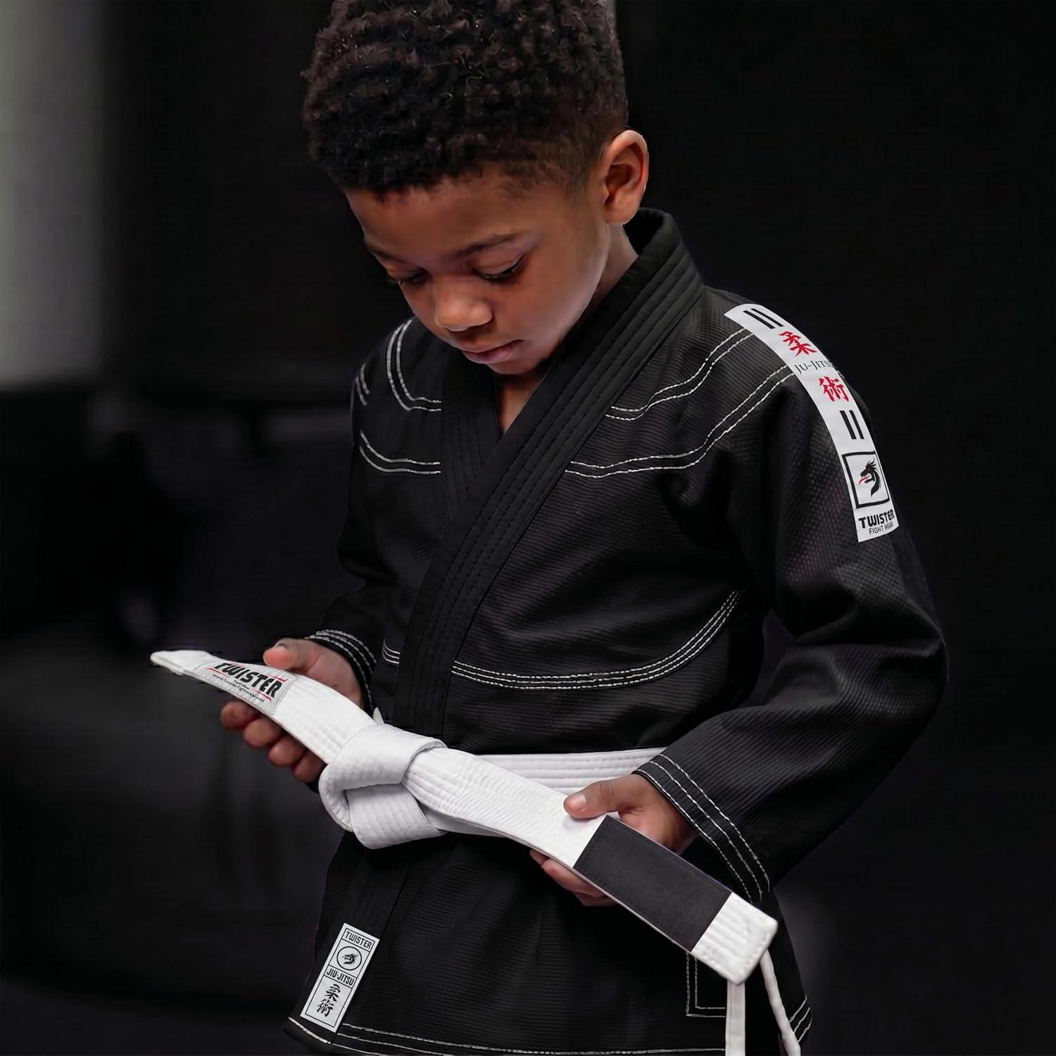 TWISTER FIGHT WEAR Kids IBJJF BJJ Gi for Boys & Girls Lightweight Jiu Jitsu Uniform w/Free White Belt | Preshrunk Gi