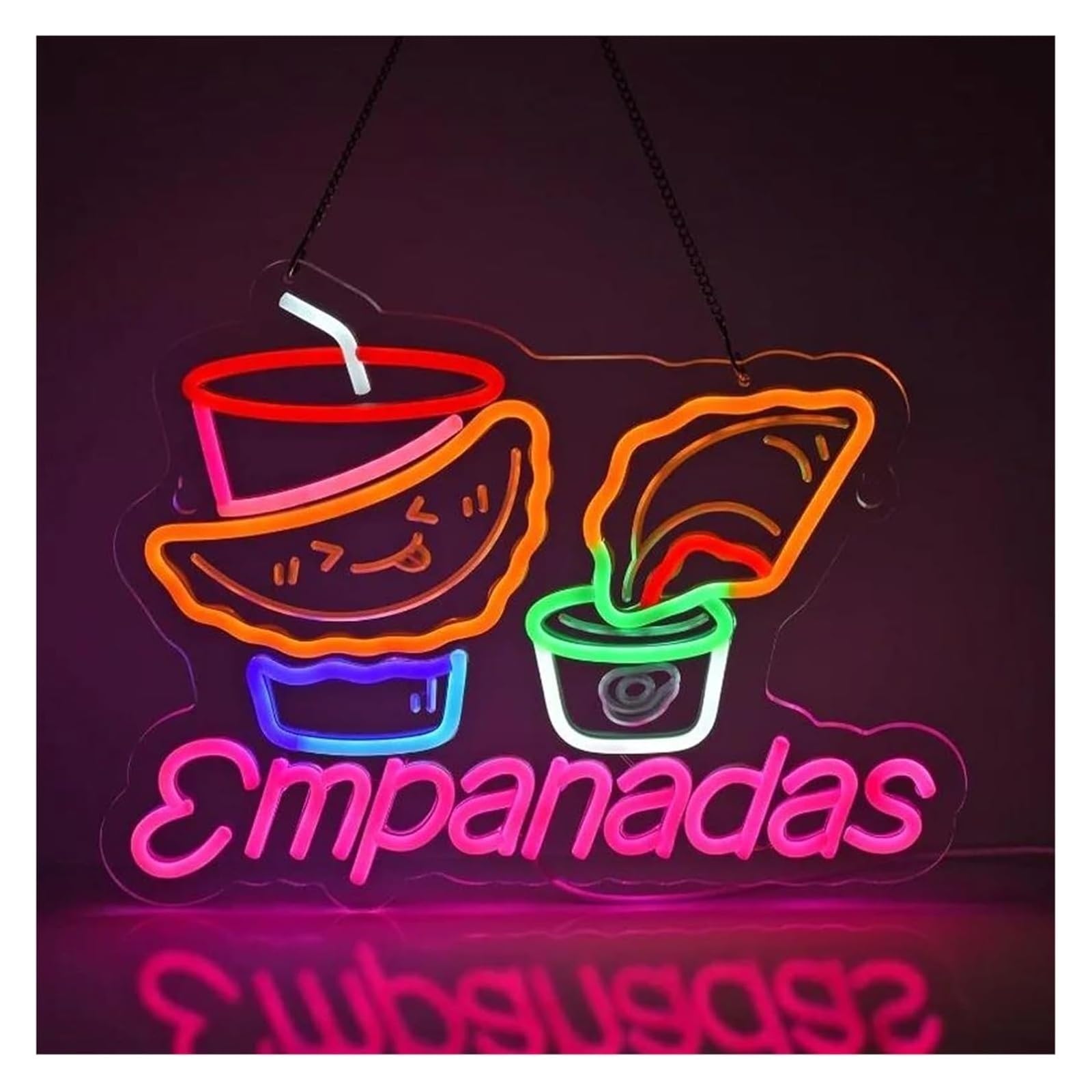 letrero de luces de neón Letreros luminosos de neón para decorar empanadas – Decoración colgante pared para restaurantes mexicanos