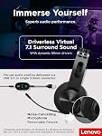 Lenovo Legion H500 PRO 7.1 Surround Sound Gaming Headset, Noise-Cancelling Mic, Memory Foam & PU Leather Earcups, Stainless Steel Headband, PC, PS4, Xbox One, Nintendo Switch, GXD0T69864, Black