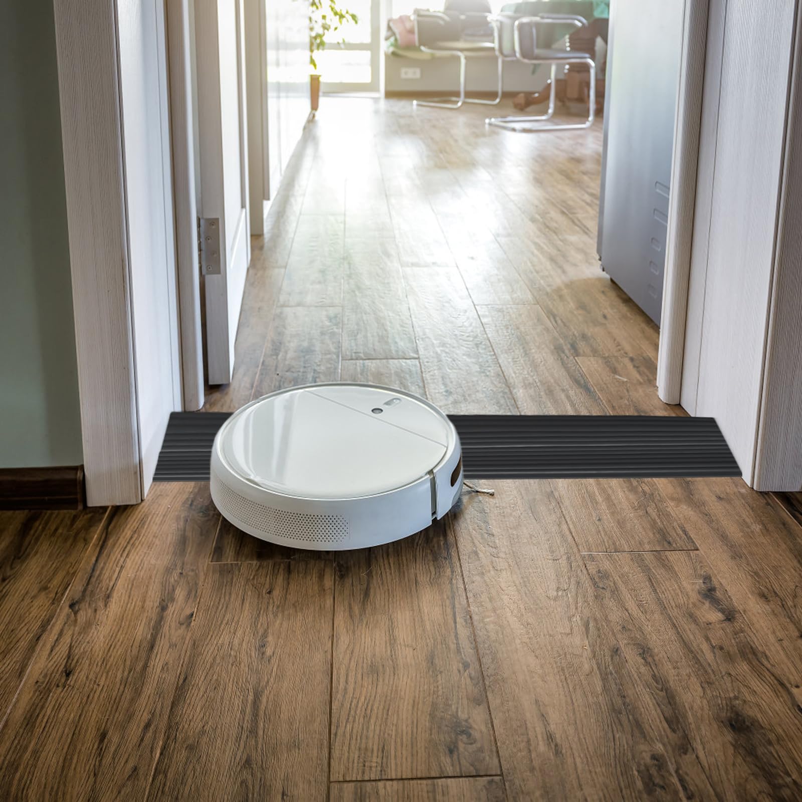 Dokeno Rampa progowa 90 x 6 x 2 cm, profil przejściowy, samoprzylepna, silikonowa rampa progowa, rampa dla wózków inwalidzkich, do łazienki, wózka inwalidzkiego, wózka dziecięcego, chodzika lub